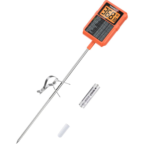 8" Long Probe Instant Read Meat Thermometer for Grilling Smoker BBQ Deep Fry Oil Thermometer, Waterproof Digital Candy Thermometer