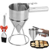 Pancake Batter Dispenser, 1200ml Funnel Cake Dispenser with Stand and Basting Brush, Batter Funnel Dispenser for Cupcakes, Waffles, or Any Baked Goods