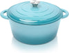 Teal Dutch Oven Pot with Lid, 6 Quart Enameled Cast Iron Dutch Oven with Big Dual Handles, Stock Pot, for Sourdough Bread Baking, Versatile Cooking