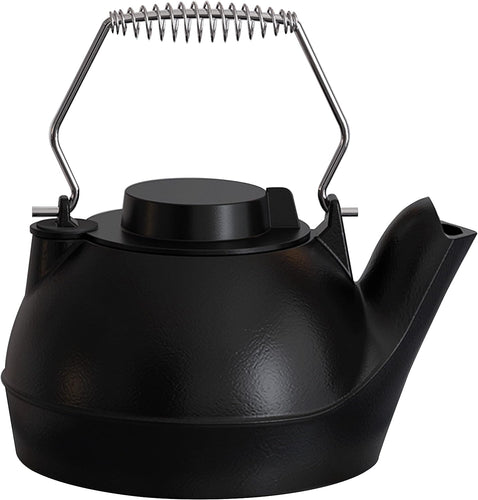 3 Quart Capacity Humidifying Iron Kettle Stove Humidifier, Wood Stove Fireplace Cast Iron Kettle with Chrome Handle, 8"D x 8"W x 5.4"H