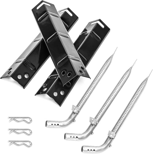 Parts Kit for Walmart Expert 720-1049 3 Burner Gas Grill, 3 Pack Porcelain Steel Heat Plate Shield Stainless Steel Burner Tube Set