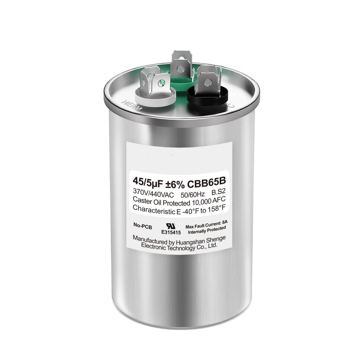 45+5uF 45/5 MFD ±6% 370V/440V CBB65B AC Capacitor, Dual Run Round Capa ...