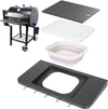 Front Folding Shelf for Pit Boss 700DX, 700FB, 700FB2, 800FB2, 23.6×12.2 Prep Station with Foldable Basin 4-Layer Steel Build, Cutting Board & 5 Hooks