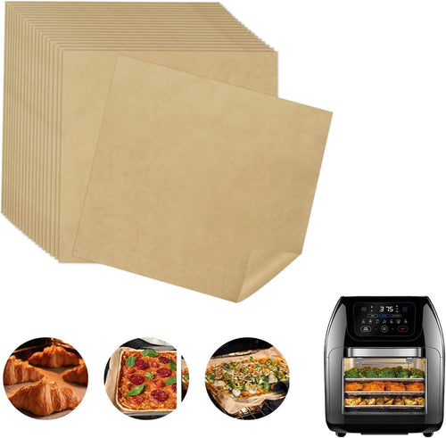 Air Fryer Liners Disposable for Chefman 10 Qt Multifunctional Digital Air Fryer, Unbleached Parchment Paper, 100 PCS Square Non-Stick Baking Paper