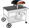 Upgraded Pizza Oven Cart Table for Ooni Koda/Karu/Fyra 16 & 12, Movable Rolling Kitchen Cart, Grill Stand for Ninja Woodfire, Blackstone Griddle