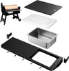 Folding Front Shelf for Traeger Pro 34 Series, Century 885, Texas Elite 34, 37"x12" Heavy-Duty BBQ Prep Table with Cutting Board, Basin, 5 Hooks