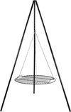 Outdoor Fire Pit Tripod Cooking Grill System - Black Steel 22-Inch Grate and Legs for Fire Pit, Campfire, Backyard, Patio, Garden, Picnics Uses