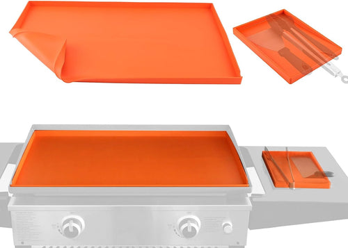 Orange Silicone Griddle Mat & Spatula Mat for Blackstone 28 Inch Flat Top Griddle Grills, All Season Protective Griddle Cover Accessory
