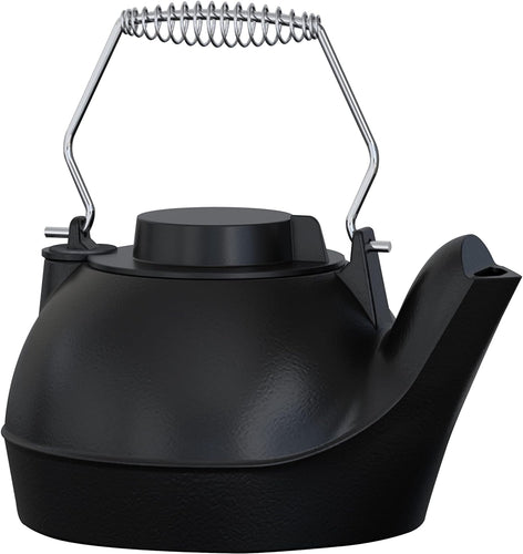 2.5 Quart Capacity Humidifying Iron Kettle Stove Humidifier, Wood Stove Fireplace Cast Iron Kettle with Chrome Handle, 7.3"D x 4.7"W x 4.7"H