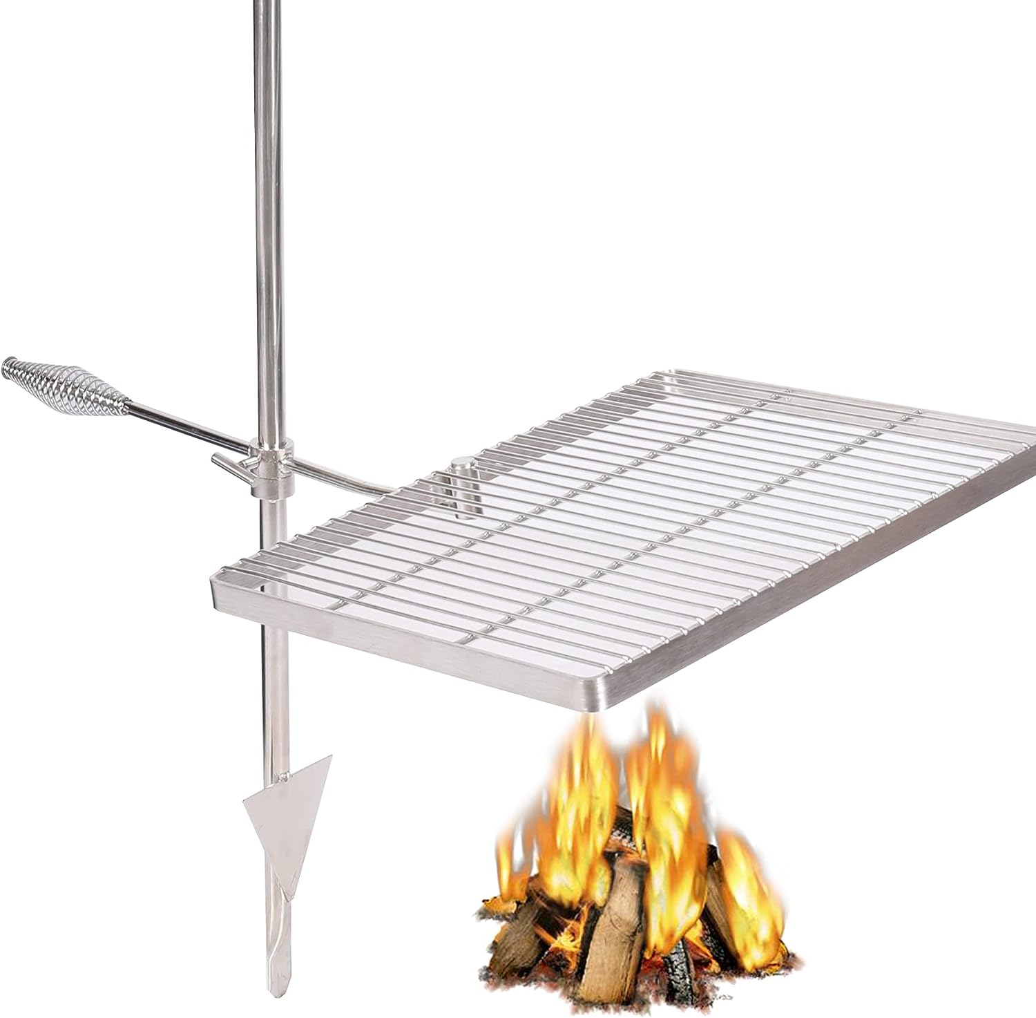 FUSIVE Fire Pit Grill, Adjustable Swivel Campfire Grill BBQ Steel Grate,  for Outdoor Open Fire Cooking BBQ