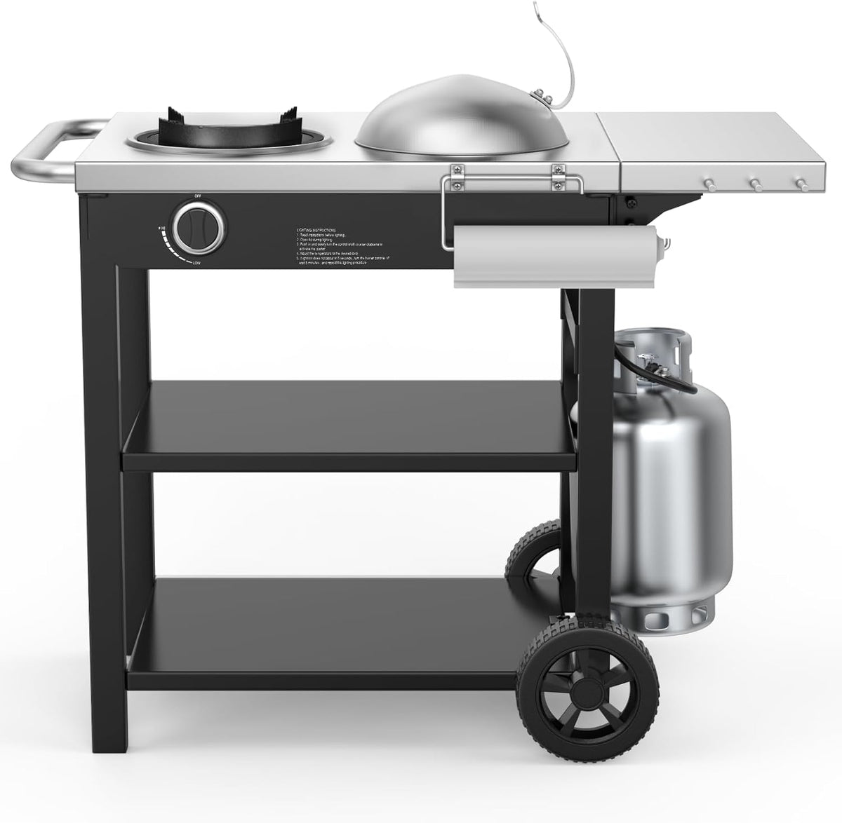 Outdoor Wok Station, Propane Wok Burner with Prep Table, Stainless Ste ...