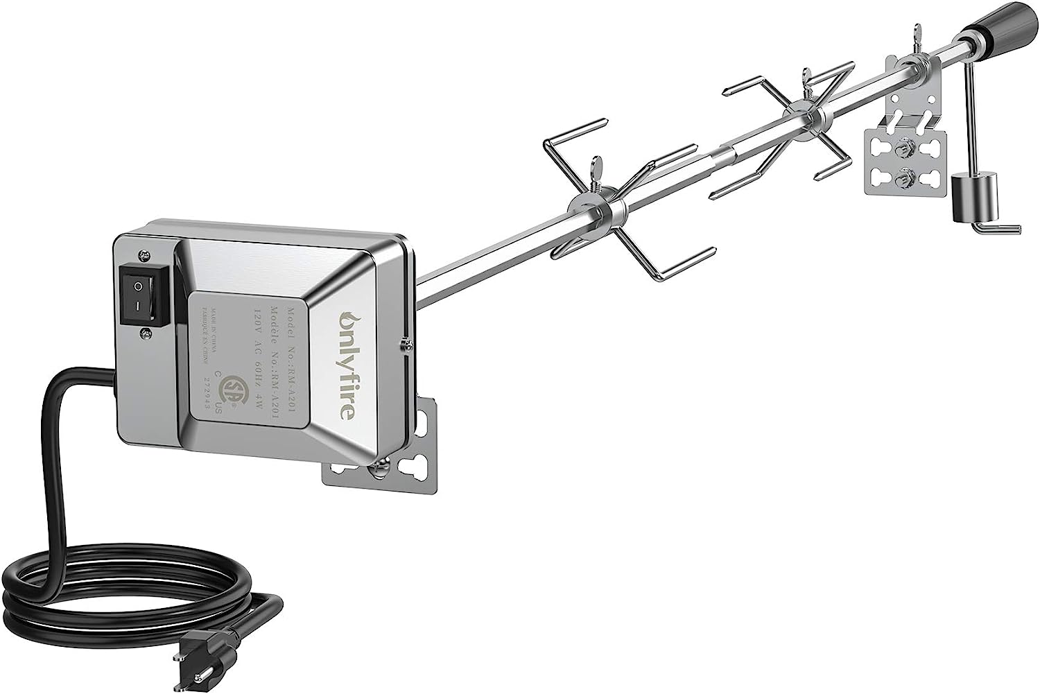 thumbnail image 2 of Deluxe Motorized Gas Grill Rotisserie Kit – Adjustable Spit Rod 32" To 42" (15785) 2 of 6