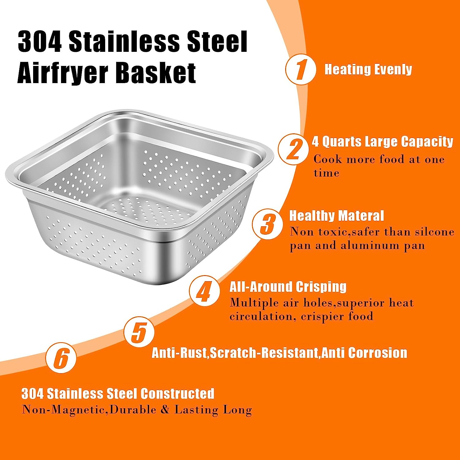Stainless Steel Air Fryer Basket for Oven Crisper Tray & Basket 2