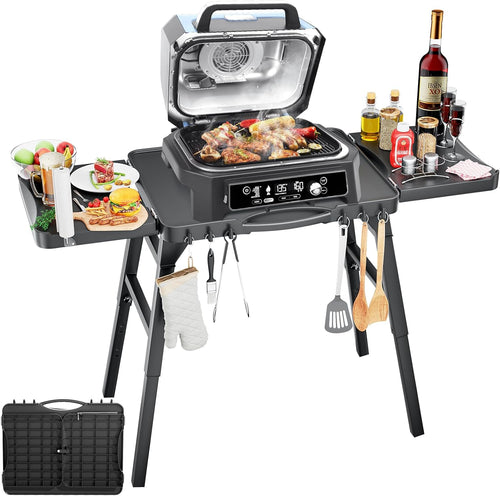 Portable Grill Stand Cart with Adjustable Leg for Grill 25" Wide, Blackstone Griddle, Ninja Woodfire, Ooni Pizza Oven, Weber Q, Solo Stove, 
