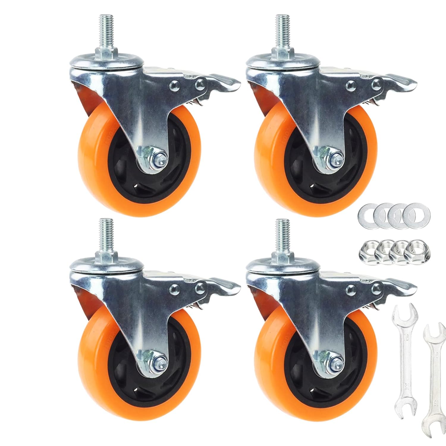 4-Inch Swivel Caster Wheels With Brake – Set Of 4 Locking Casters By Findmall