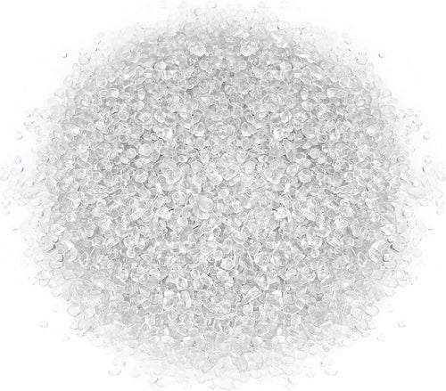 2 Lbs Jar 3-6mm Clear White Round Crushed Fire Pit Glass Glitter Glass Pebbles Gravel Stone for Crafts Resin Art, Garden Decoration, Fireplace