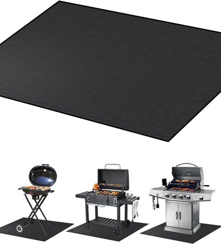 Large BBQ Floor Under Grill Mat, 65×42 inch, Deck Patio Protector Mat, Fire & Resistant, Oil Proof, Easy to Clean