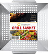 Grill Basket for Indoor and Outdoor Use, Heavy Duty Vegetables Grill Basket for Veggies and Kabob, Suitable for All Grills, Dishwasher Safe