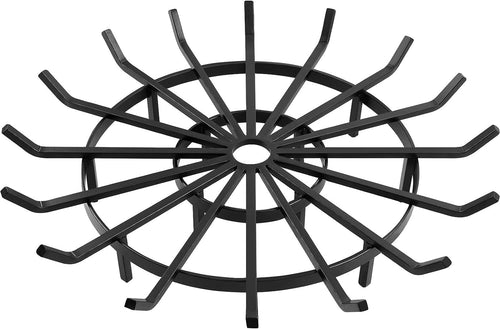 36 Inch Wrought Iron Log Grate Fire Pit Round Spider Wagon Wheel Firewood Stove Burning Rack Holder Chimney Hearth Kindling Stacking