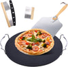 13" Round Pizza Steel for Oven & Grill, Ceramic Baking Steel Pizza Stone Set with Pizza Peel, Cutter & Dough Scraper, Indoor & Outdoor Use