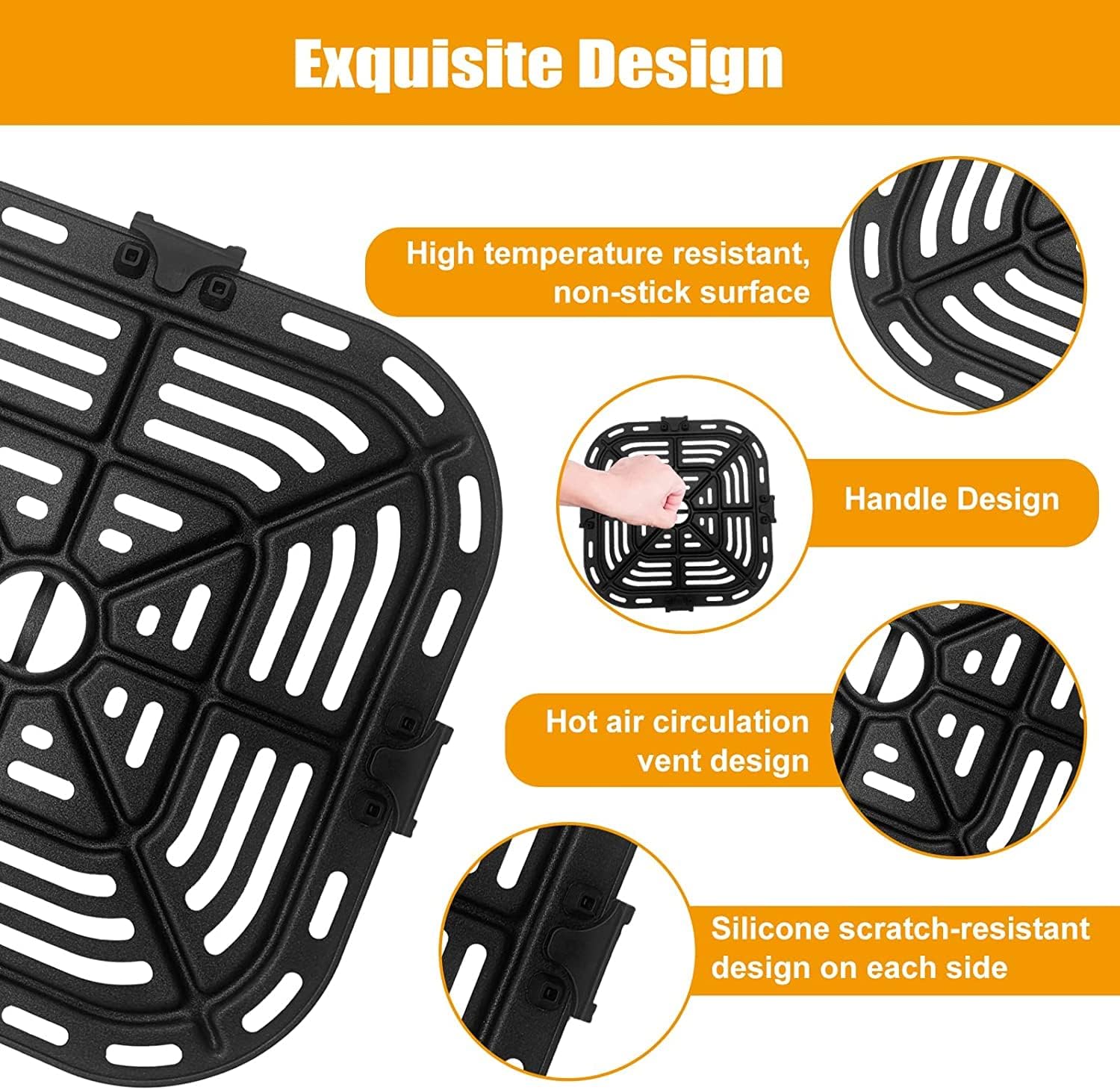 Air Fryer Grill Pan for Gourmia GAF798 7QT Air Fryer, Oval Nonstick  8.97''*8.97'' Air Fryer Replacement Parts Accessories Rack Tray Grill Plate
