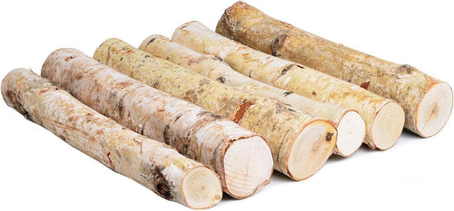 6Pcs Large Birch Ceramic Wood FireLogs for Indoor Gas Inserts, Ventless & Vented, Propane, Gel, Ethanol, Electric or Outdoor Fireplaces & Fire Pits