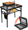Portable Folding Grill Table with Adjustable Height & Mesh Desktop, Lightweight Camping Table for BBQ, Picnic, Beach, Outdoor & Indoor Use