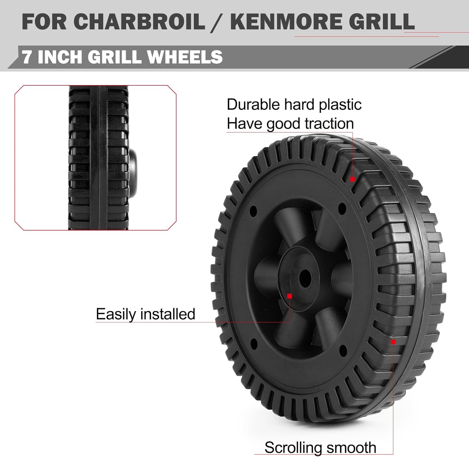 BBQ Grill Wheels fit for Char-Broil Gas Grills, Pack Replacement