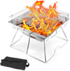 17.1x17.1x12.2in Folding Camping Fire Pit Portable Campfire Grill with Legs for Picnics, Backpacking, Outdoor with Carrying Bag and Kitchen Tongs