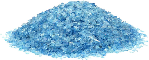 2 Lbs Jar 3-6mm Caribbean Blue Crushed Fire Pit Glass Glitter Glass Pebbles Gravel Stone for Crafts Resin Art, Garden Decoration, Fireplace