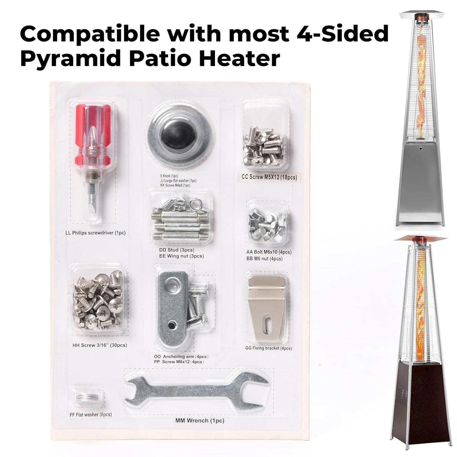 andersen and stokke patio heater parts Patio Heater Hardware -Bolt & Nut Set for Propane Patio Outdoor Space Heater Screw Sets Accessories for Outdoor Pyramid Patio Heater