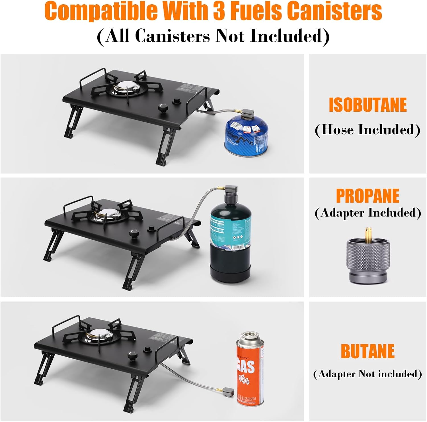 camping gas burner stove Camping Stove for IGT Table, 4000W Portable Isobutane Gas Stove with Carry Bag, IGT Accessories for Picnic, RV, Car Trip, Tailgating, Patio, Backyard