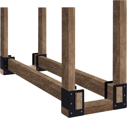 4 Pack Firewood Log Storage Rack Bracket Indoor Outdoor Adjustable Heavy Duty Powder Coated Steel Holder Fireplace Wood Storage