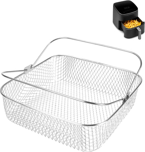 Square Air Fryer Basket for 5.8QT 6QT COSORI Air Fryer, 304 Stainless Steel Mesh Basket for 6QT Instant Vortex Air Fryer
