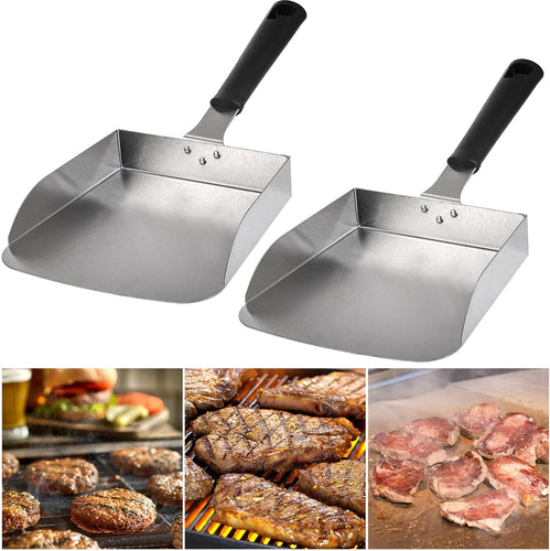 2 Pack Large Smash Burger Spatula, Griddle Food Mover, BBQ Grill Food Shovel Scraper Scoop for Fried Food, Stir Fry, Hibachi Tools