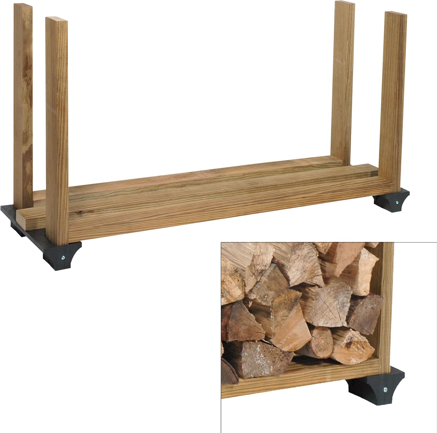 Bbq Log Rack Firewood Rack System Kit Outdoor Firewood Log Storage Rack Bracket Kit ...