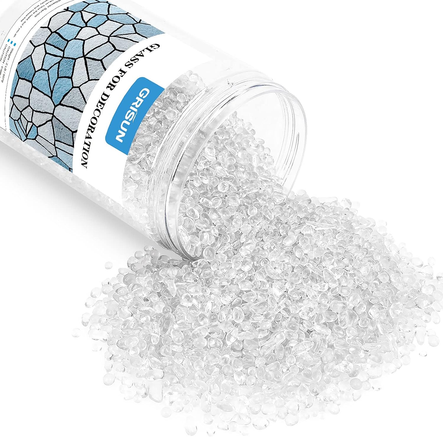 GRISUN Silver Crushed Glass for Crafts, 2 Pounds Jar 3-6mm Reflective  Tempered Glass Gravel Stone, Broken Glass, Fire Gems Chips for Crafts Resin