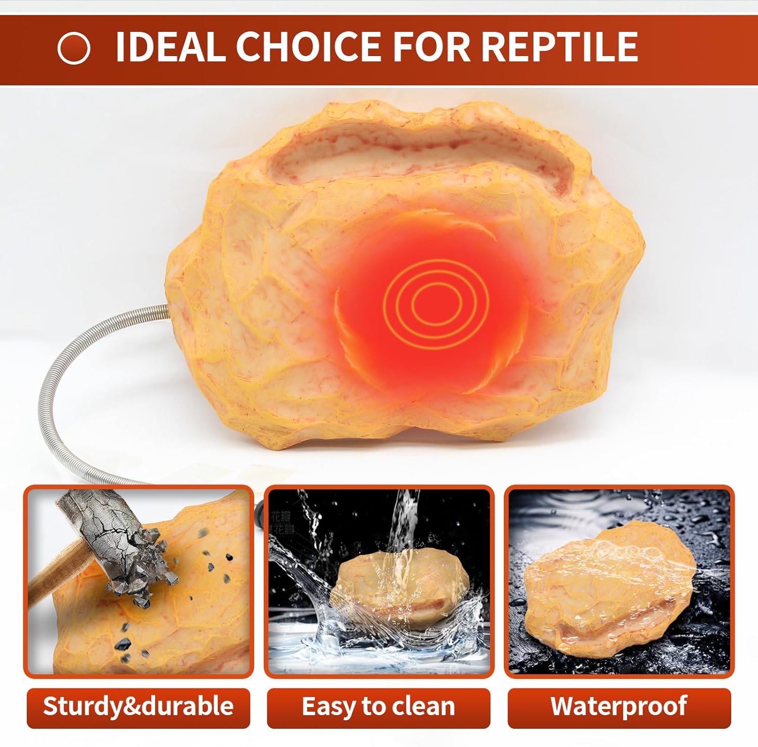 Reptile Heat Rock for Bearded Dragon Lizard 12V Thermostatically Contr ...
