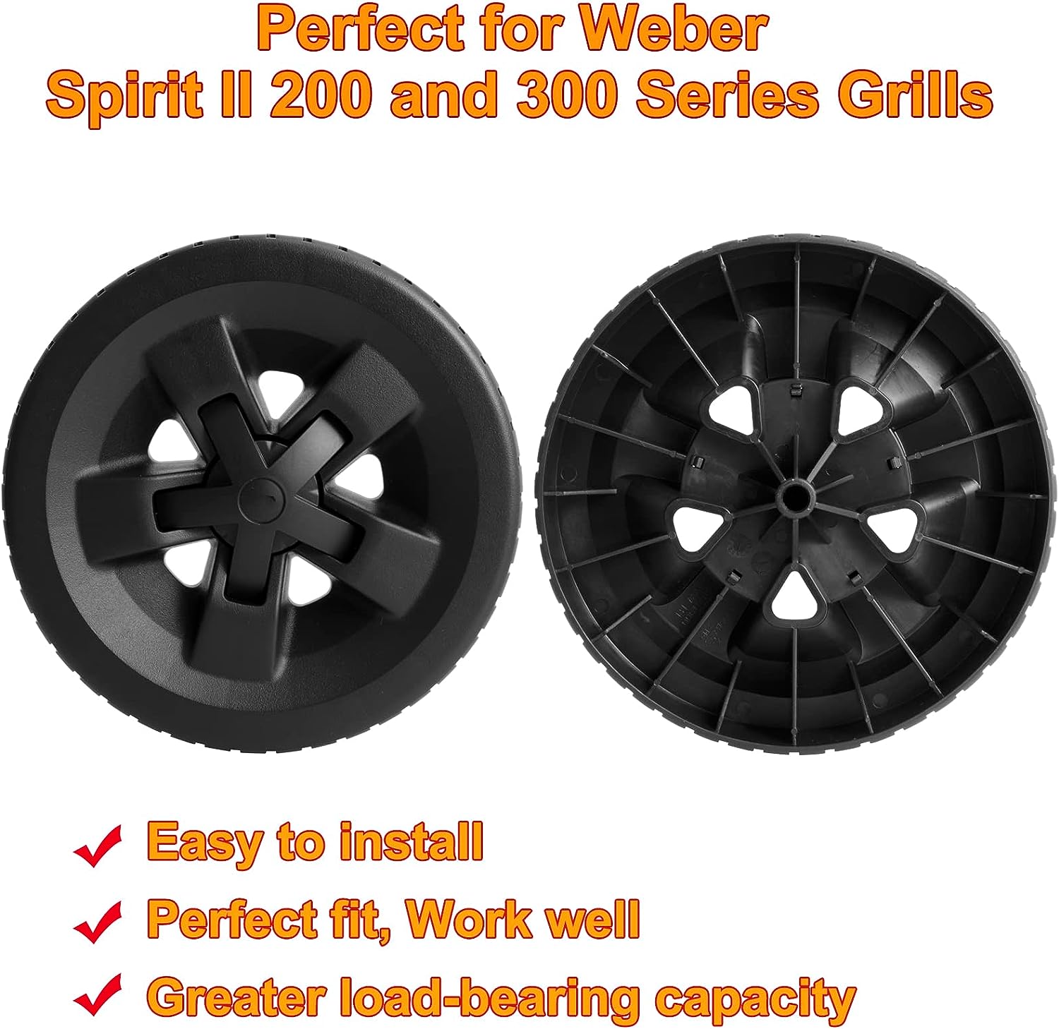 67058 2Pcs Wheels Kit for Weber Spirit II 200 and 300 Series, Spirit i ...