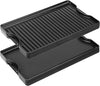Nonstick Reversible Cast Iron Griddle 17.2" x 11.2" Ceramic Cooking Surface with High Sides & Grease Trap, for Gas Grill, Electric, Oven & Outdoor BBQ