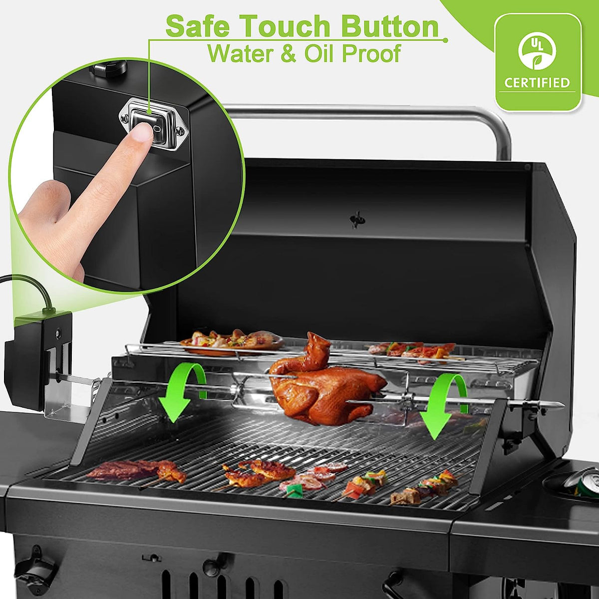 Universal Rotisserie Grill Kit for Most Grills, with 120V 4W Motor, 28 ...