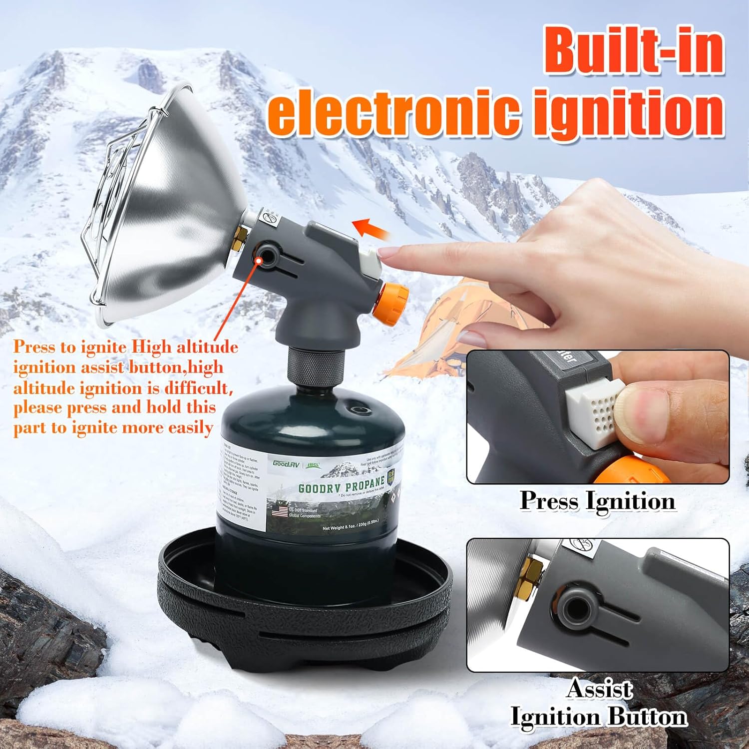 tent safe heater Portable Propane and Butane Heater for Camping, 4300 BTU 2 In 1 Tent H – GrillPartsReplacement