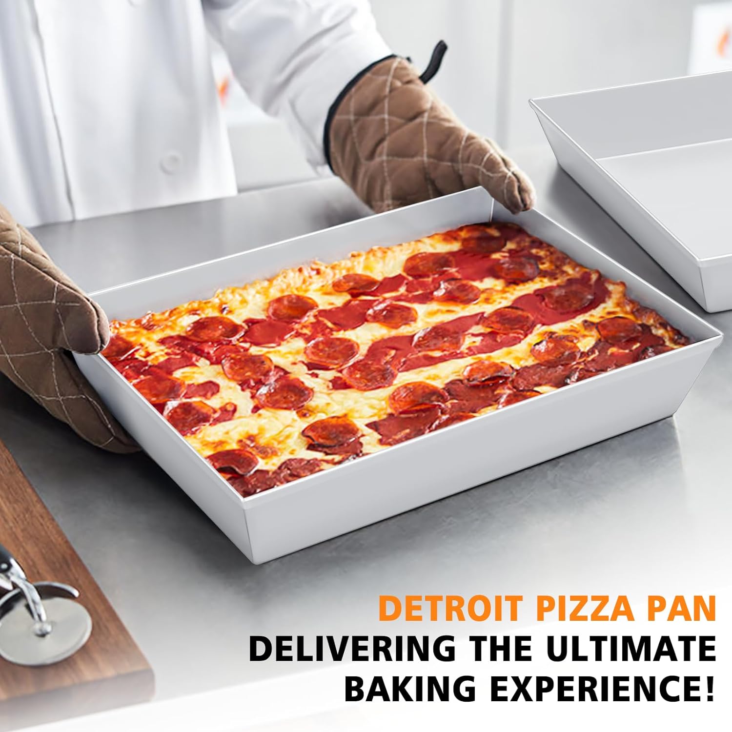 RimCereal Grandma Style Pizza Pan - 2 Pack Rectangular Carbon Steel, 13.5x9.5 Inch, Non Stick