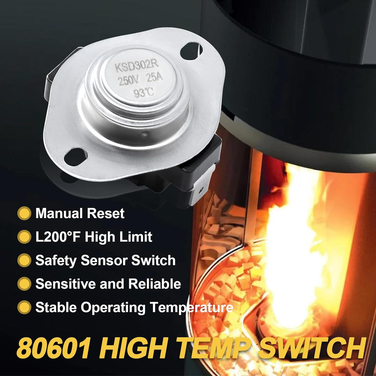 High Temp Limit Switch 80601 for Vogelzang VG5790, VG5770, USSC 5660 a ...