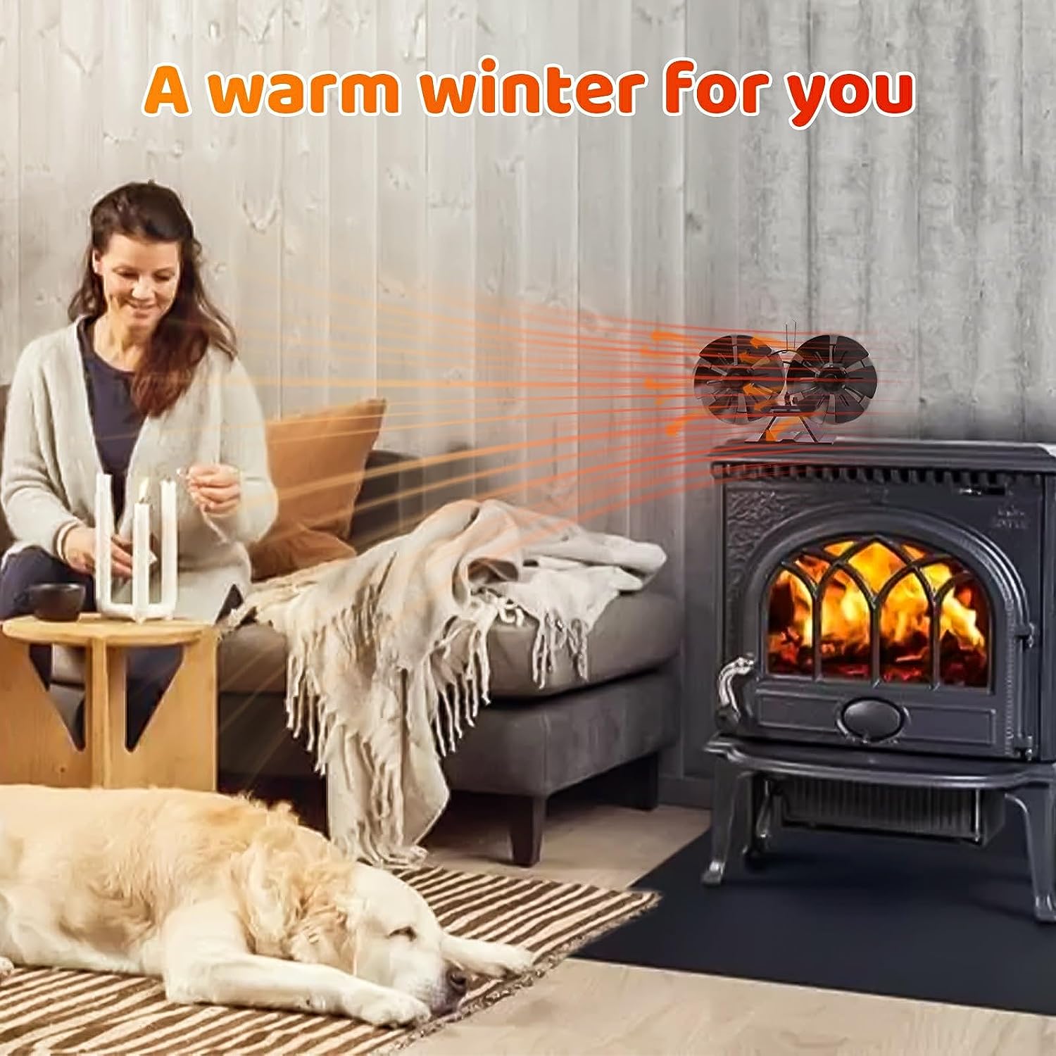 Wood burning heat powered 6 blades stove fan for buddy heater 