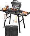 Portable Grill Stand Cart with Adjustable Leg for Grill 25" Wide, Blackstone Griddle, Ninja Woodfire, Ooni Pizza Oven, Weber Q, Solo Stove,
