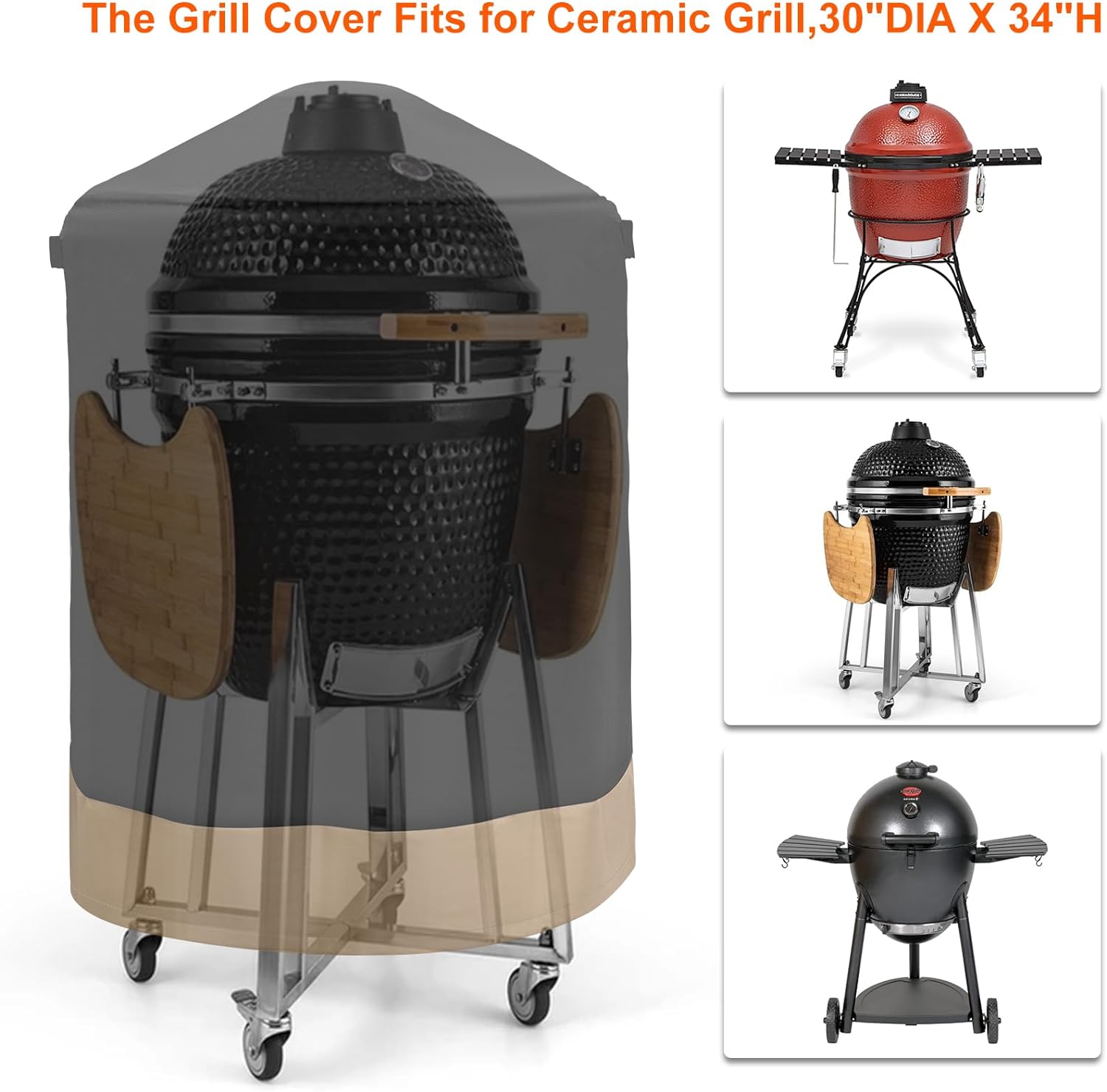 Kamado Grill Cover Fits for Large Big Green Egg,Kamado Joe Classic and Kamado Grill Cover Fits for Large Big Green Egg,Kamado Joe Classic and