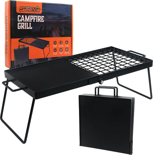 24" Heavy Duty Folding Campfire Grill With Folding Grill Design For Compact Storage Campfire Grill Grate And Griddle For Versatile Campfire Cooking