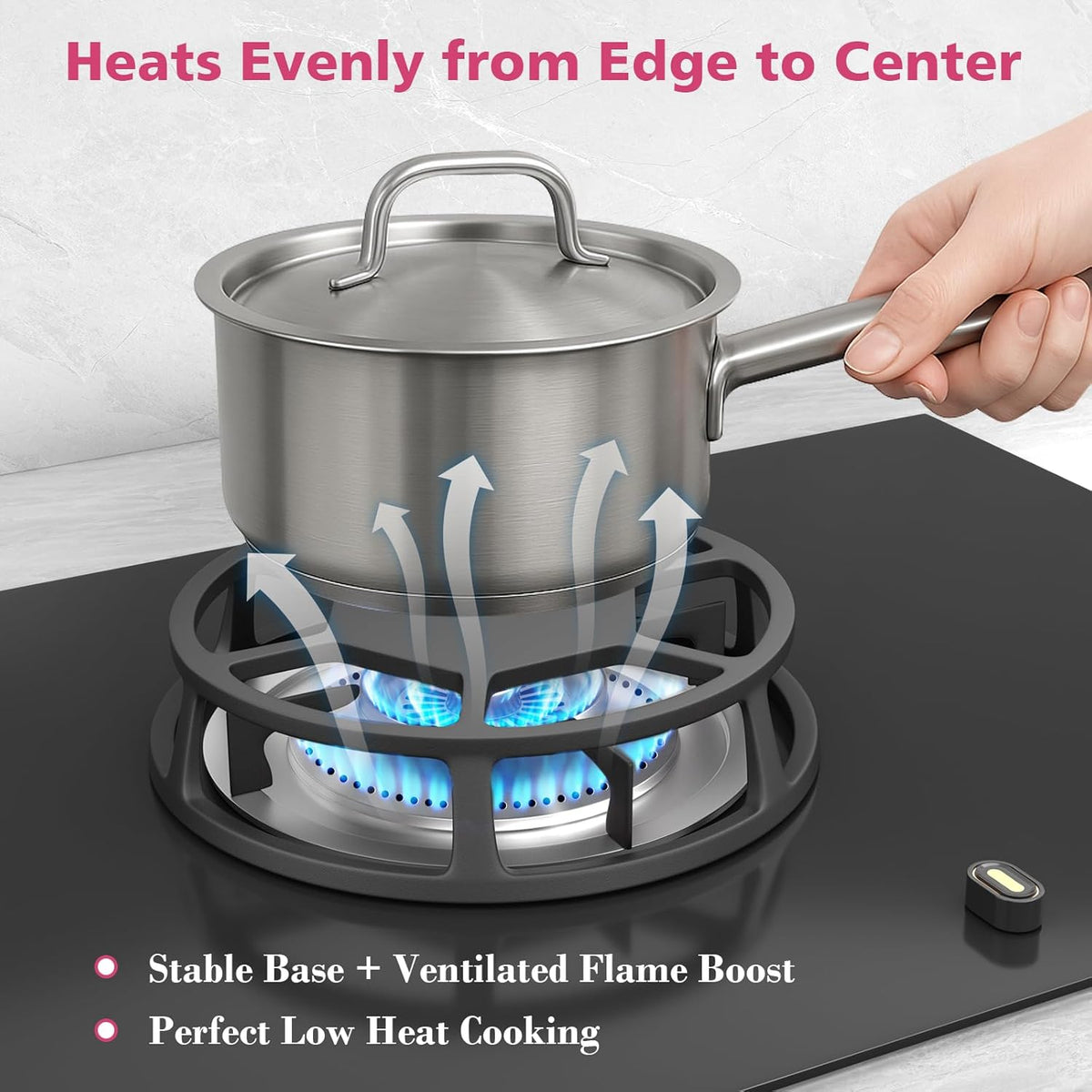 Matt Cast Iron Cookware, Stove Top Heat Diffuser, Wok Ring Non Slip Bu ...