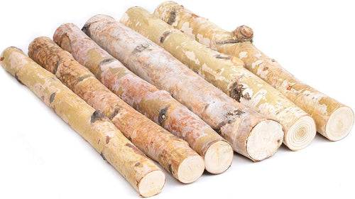 6Pcs Small Birch Ceramic Wood FireLogs for Indoor Gas Inserts, Ventless & Vented, Propane, Gel, Ethanol, Electric or Outdoor Fireplaces & Fire Pits